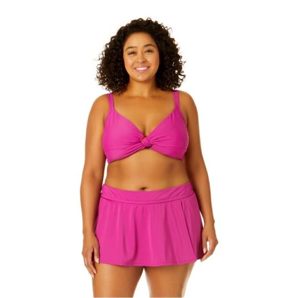 Swim Top & Mid Rise Split Skirt Bikini Bottom Swimsuit Bathing Suit Size 3X - Picture 7 of 16